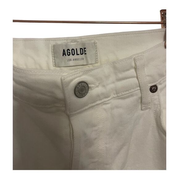Agolde Riley High Rise Straight Leg Cropped Jeans Stretch Denim White Size 32 - Picture 7 of 16